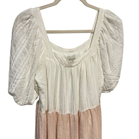 Anthropologie Aura Colorblock Puff Sleeve Midi Dress - Picture 3 of 8